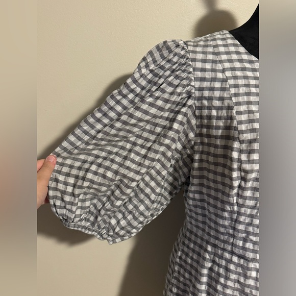 EUC Lulus Checks Appeal Black Gingham Seersucker Puff Sleeve Mini Dress size XL - Picture 2 of 6